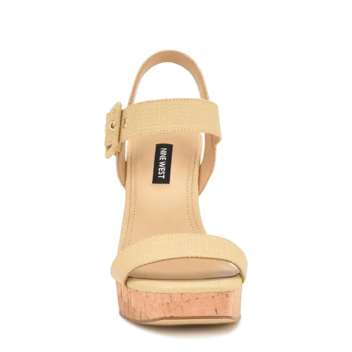 Courts Wedge Sandals Natural Raffia Women Nine West Sandals