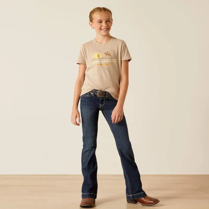 Cowgirl Desert TShirt Oatmeal Heather Kids Ariat TShirts and Polos Cowgirl Desert TShirt Oatmeal Heather Kids Ariat TShirts and Polos