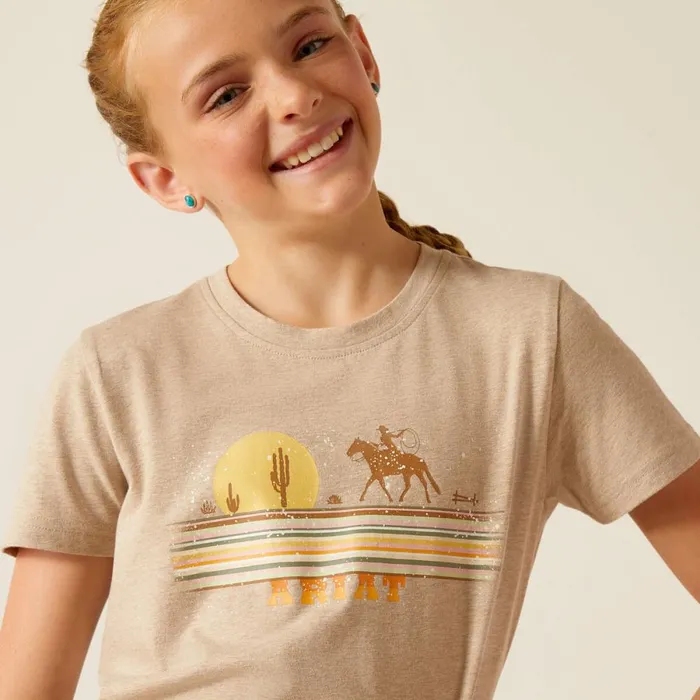 Cowgirl Desert TShirt Oatmeal Heather Kids Ariat TShirts and Polos Cowgirl Desert TShirt Oatmeal Heather Kids Ariat TShirts and Polos
