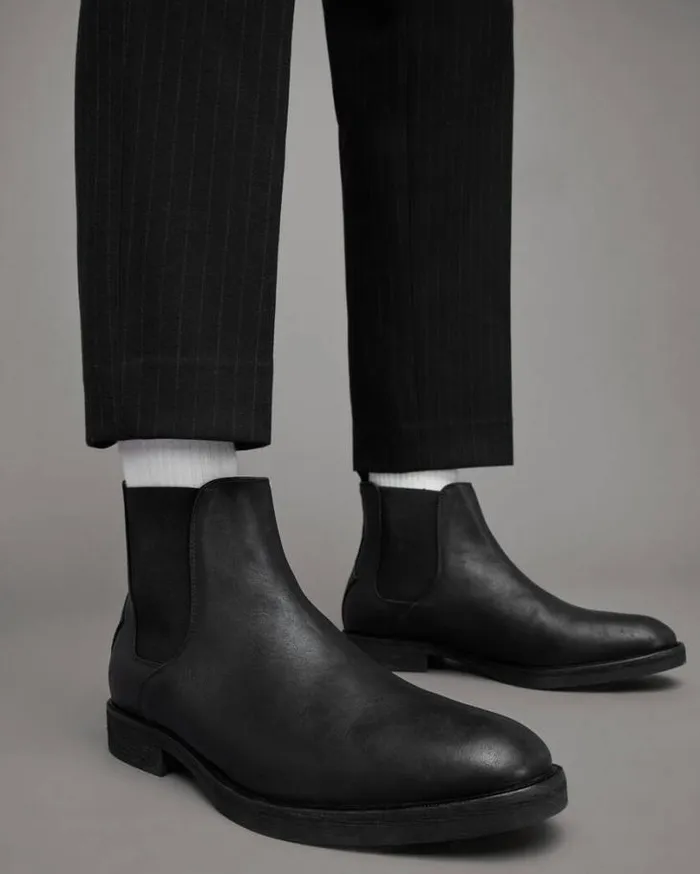 Creed Leather Chelsea Boots Black Men AllSaints Shoes and Boots