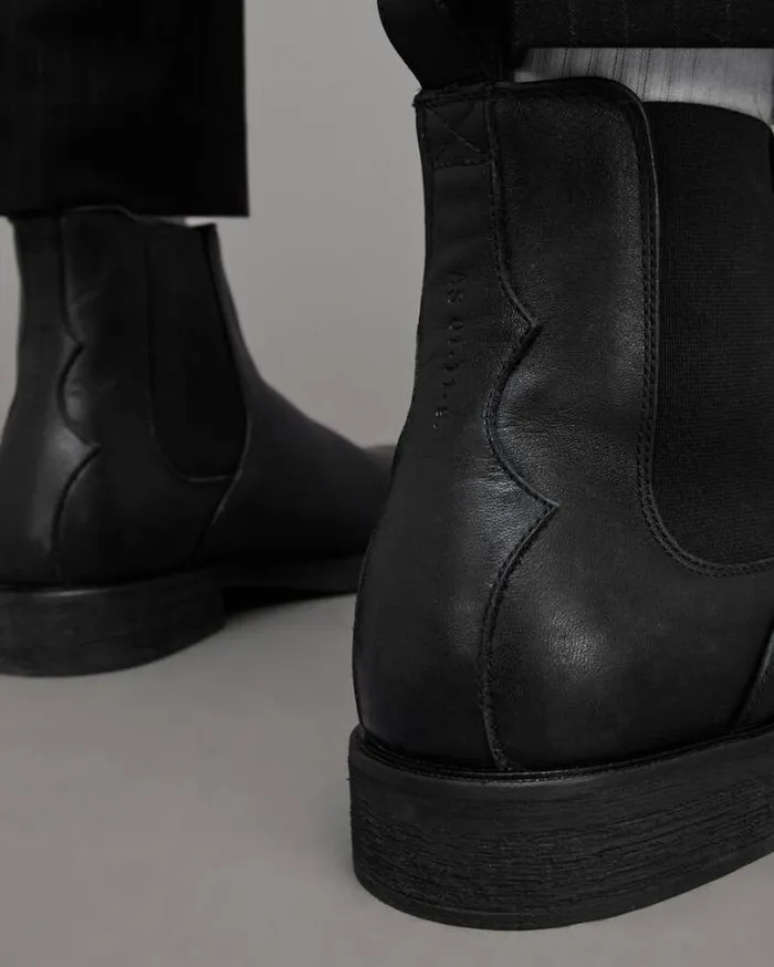 Creed Leather Chelsea Boots Black Men AllSaints Shoes and Boots