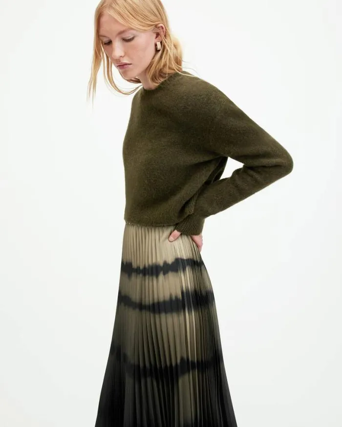 Curtis 2In1 Ombre Tie Dye Midi Dress Khaki Green Women AllSaints Dresses