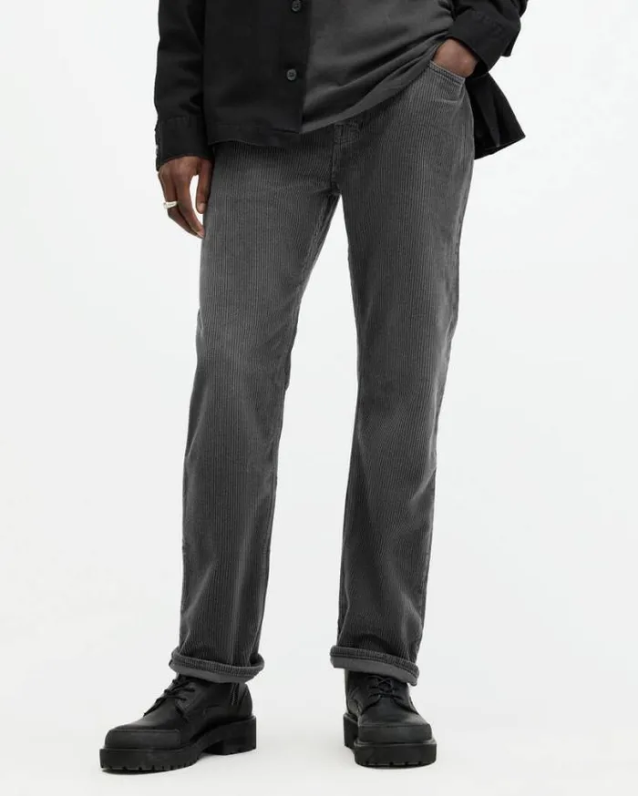 Curtis Straight Fit Corduroy Jeans Jet Black Men AllSaints Pants