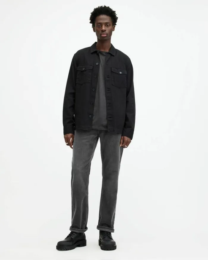 Curtis Straight Fit Corduroy Jeans Jet Black Men AllSaints Pants