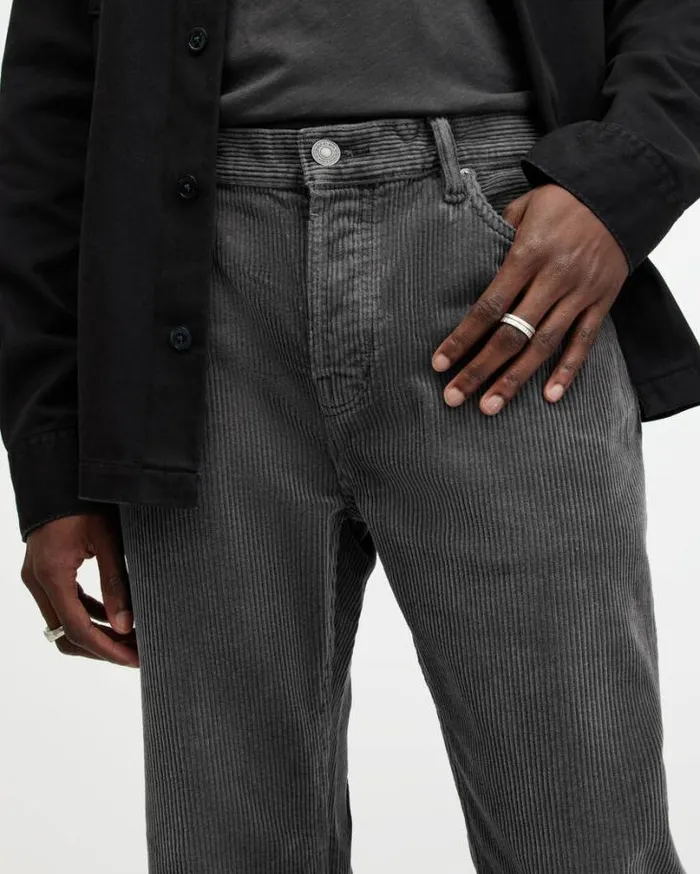 Curtis Straight Fit Corduroy Jeans Jet Black Men AllSaints Pants