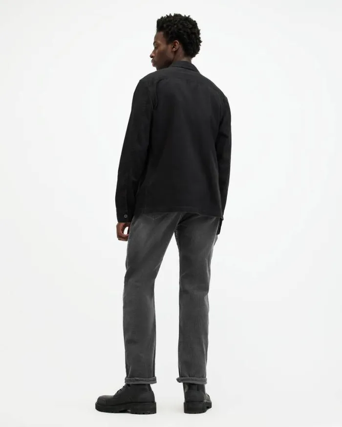 Curtis Straight Fit Corduroy Jeans Jet Black Men AllSaints Pants