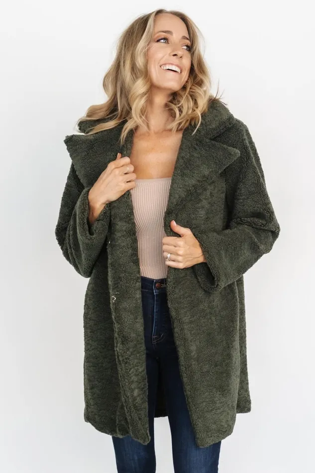 Damien Sherpa Coat Dark Green Women Baltic Born Outerwear