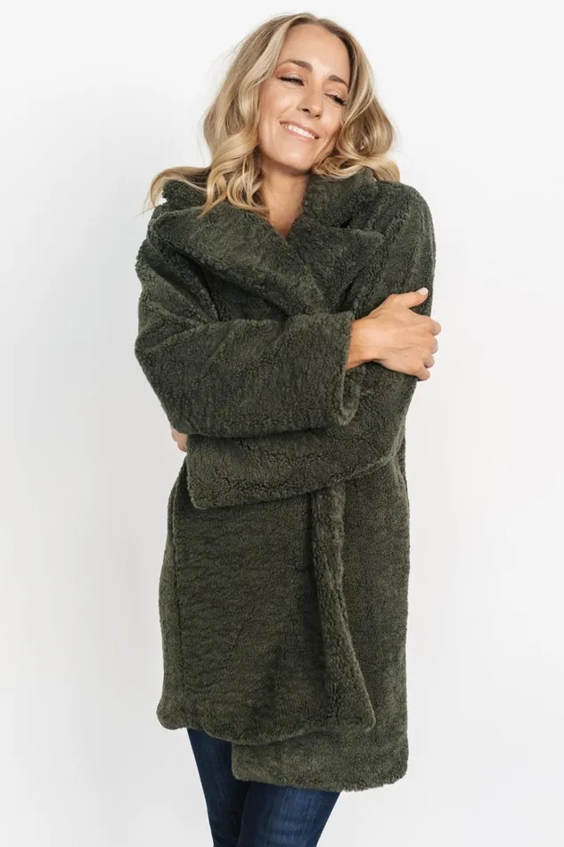 Damien Sherpa Coat Dark Green Women Baltic Born Outerwear Damien Sherpa Coat Dark Green Women Baltic Born Outerwear