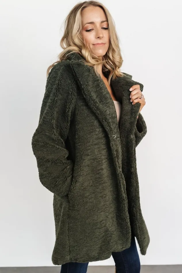 Damien Sherpa Coat Dark Green Women Baltic Born Outerwear Damien Sherpa Coat Dark Green Women Baltic Born Outerwear