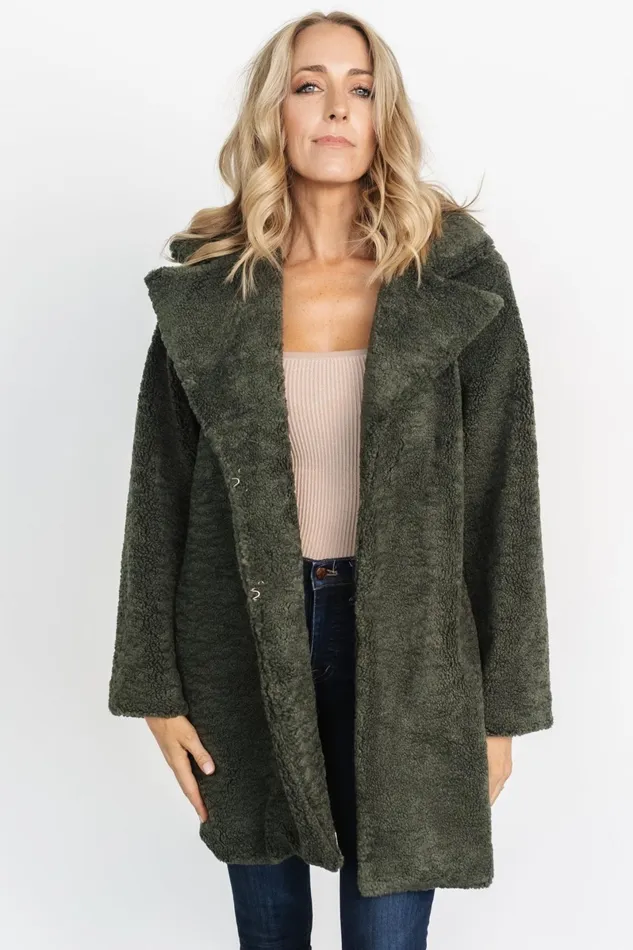 Damien Sherpa Coat Dark Green Women Baltic Born Outerwear Damien Sherpa Coat Dark Green Women Baltic Born Outerwear