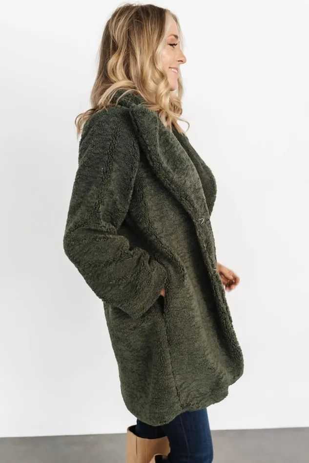 Damien Sherpa Coat Dark Green Women Baltic Born Outerwear Damien Sherpa Coat Dark Green Women Baltic Born Outerwear