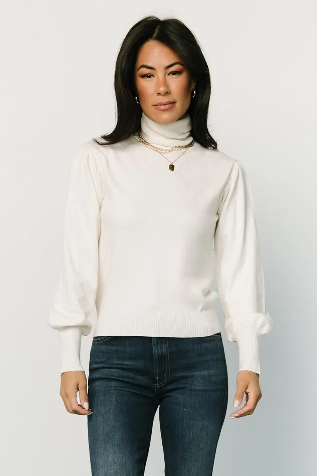 Danica Turtleneck Knit Top Ivory Women Baltic Born Blouses Shirts