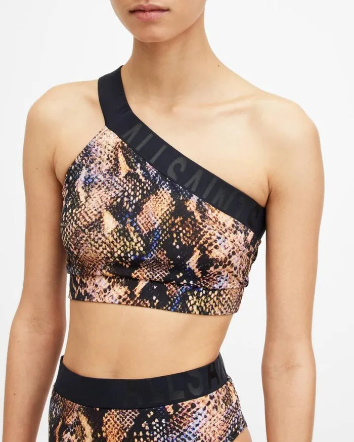 Dara Snake Print Asymmetric Bikini Top Tahoe Brown Women AllSaints Swimwear and Beachwear Dara Snake Print Asymmetric Bikini Top Tahoe Brown Women AllSaints Swimwear and Beachwear