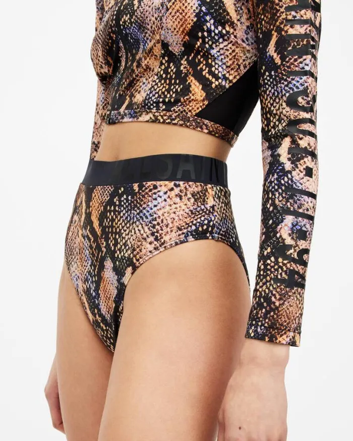 Dara Snake Print Logo Bikini Bottoms Tahoe Brown Women AllSaints Swimwear and Beachwear Dara Snake Print Logo Bikini Bottoms Tahoe Brown Women AllSaints Swimwear and Beachwear