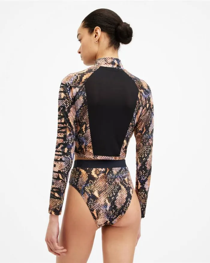 Dara Snake Print Logo Bikini Bottoms Tahoe Brown Women AllSaints Swimwear and Beachwear Dara Snake Print Logo Bikini Bottoms Tahoe Brown Women AllSaints Swimwear and Beachwear