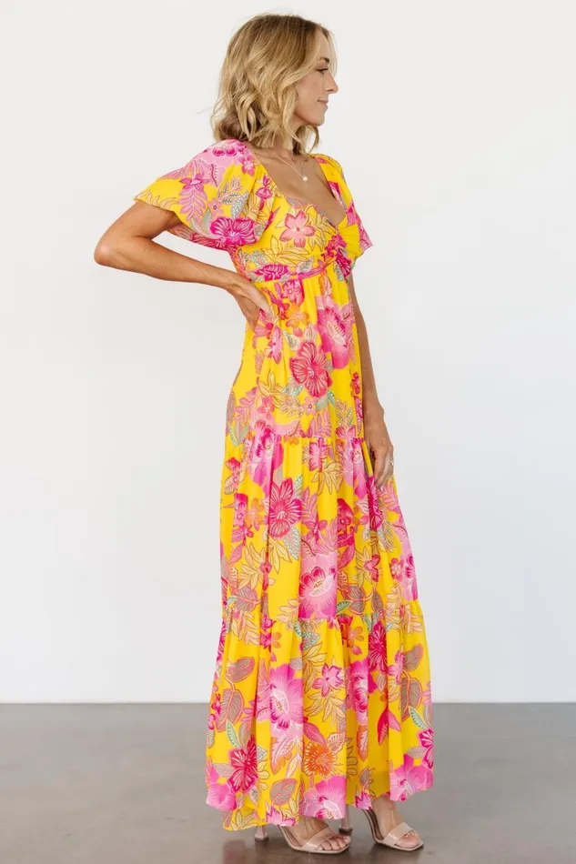 Darla Maxi Dress Yellow Pink Floral Women Baltic Born Maxi Dresses Darla Maxi Dress Yellow Pink Floral Women Baltic Born Maxi Dresses