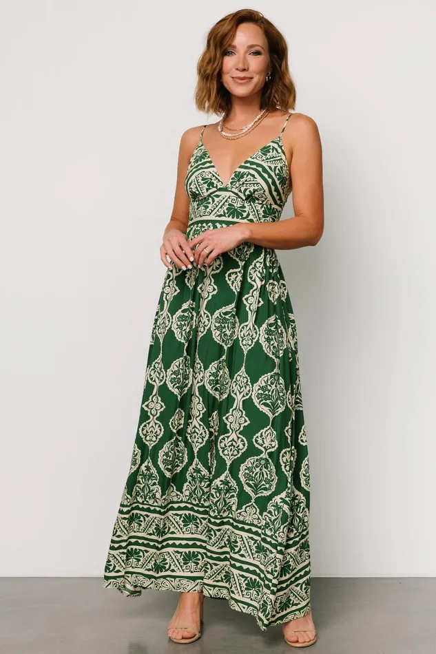 Davinah V Neck Maxi Dress Green Print Women Baltic Born Bump Friendly Davinah V Neck Maxi Dress Green Print Women Baltic Born Bump Friendly