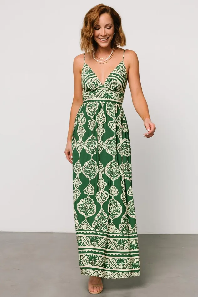 Davinah V Neck Maxi Dress Green Print Women Baltic Born Bump Friendly Davinah V Neck Maxi Dress Green Print Women Baltic Born Bump Friendly