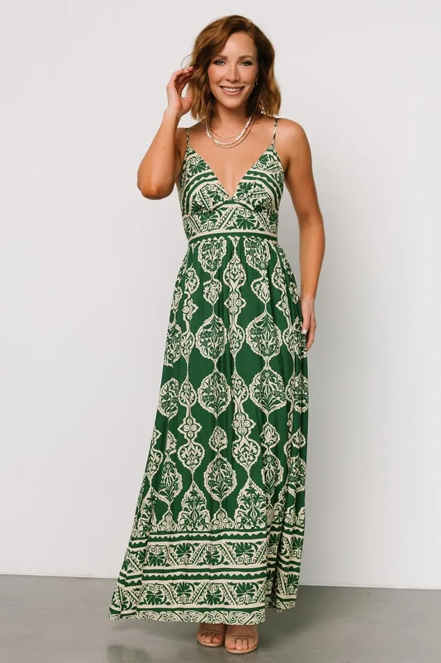 Davinah V Neck Maxi Dress Green Print Women Baltic Born Bump Friendly Davinah V Neck Maxi Dress Green Print Women Baltic Born Bump Friendly