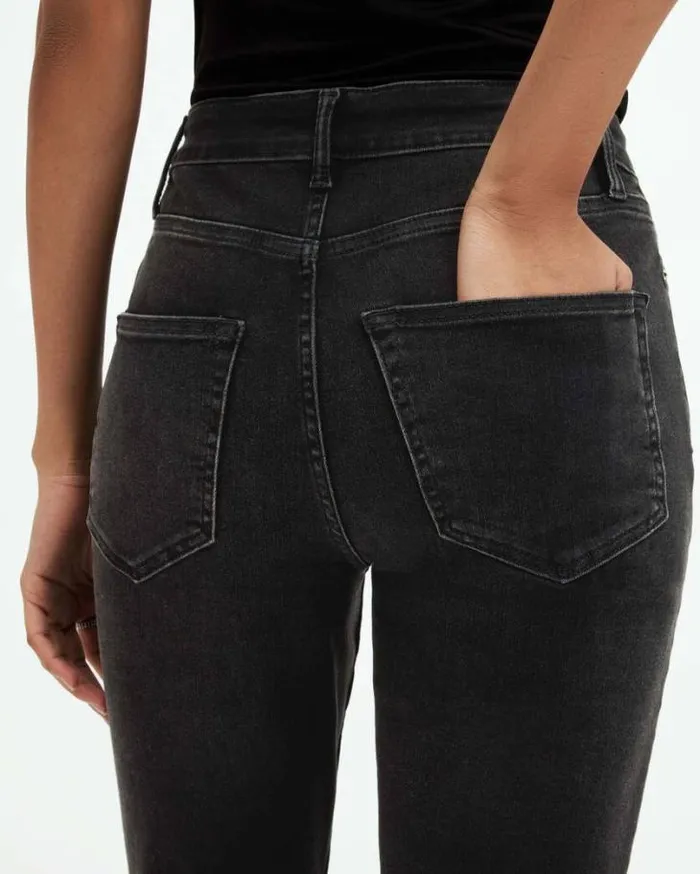 Dax High Rise Super Stretch Denim Jeans Washed Black Women AllSaints Jeans