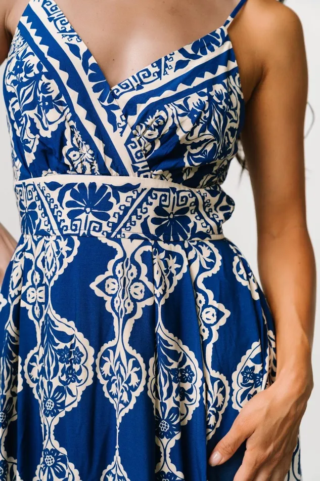 Delia Midi Dress Blue Print Women Baltic Born Bump Friendly Delia Midi Dress Blue Print Women Baltic Born Bump Friendly