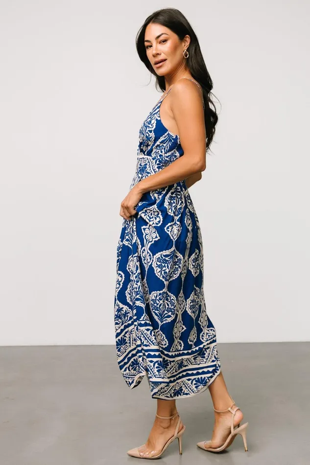Delia Midi Dress Blue Print Women Baltic Born Bump Friendly Delia Midi Dress Blue Print Women Baltic Born Bump Friendly