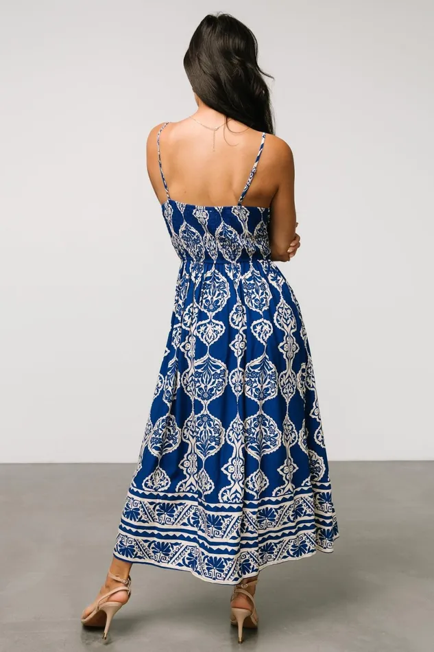 Delia Midi Dress Blue Print Women Baltic Born Bump Friendly Delia Midi Dress Blue Print Women Baltic Born Bump Friendly