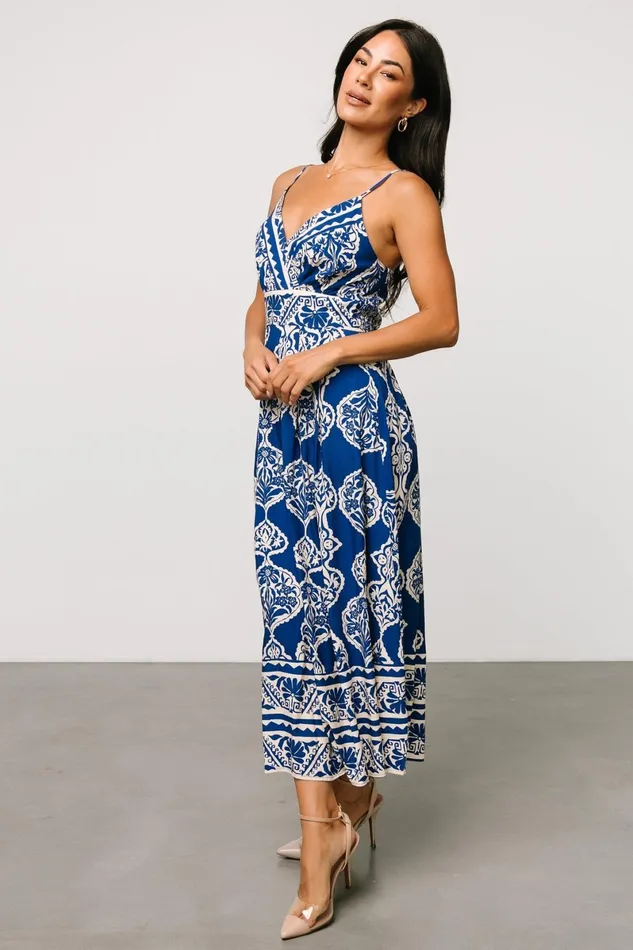 Delia Midi Dress Blue Print Women Baltic Born Bump Friendly Delia Midi Dress Blue Print Women Baltic Born Bump Friendly