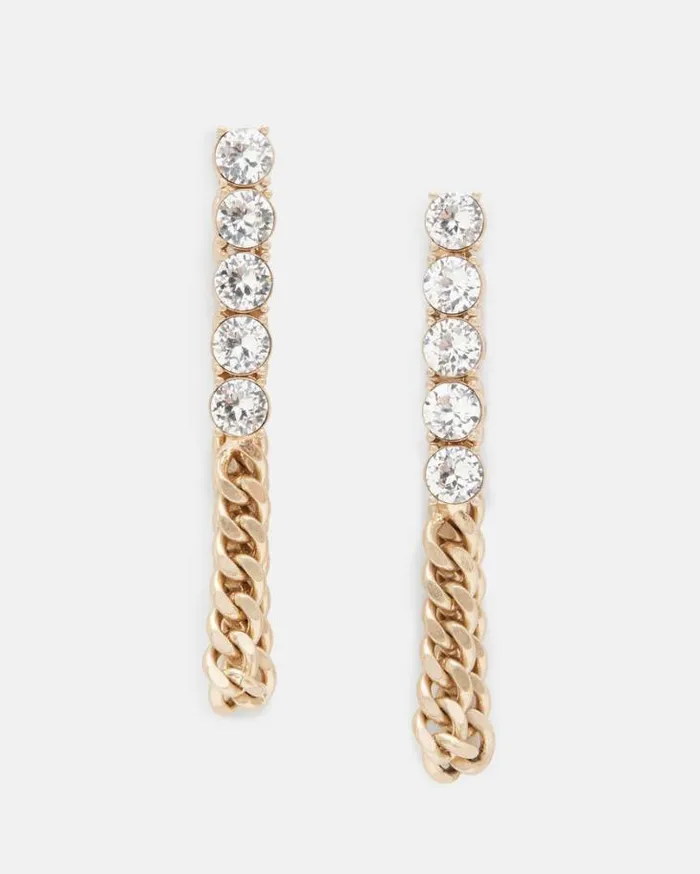 Delmy Crystal Curb Chain Earrings Warm Brasscrystal Women AllSaints Jewelry