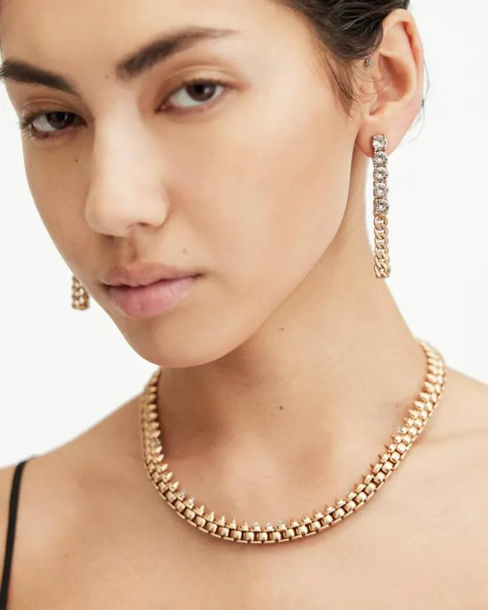 Delmy Crystal Curb Chain Earrings Warm Brasscrystal Women AllSaints Jewelry