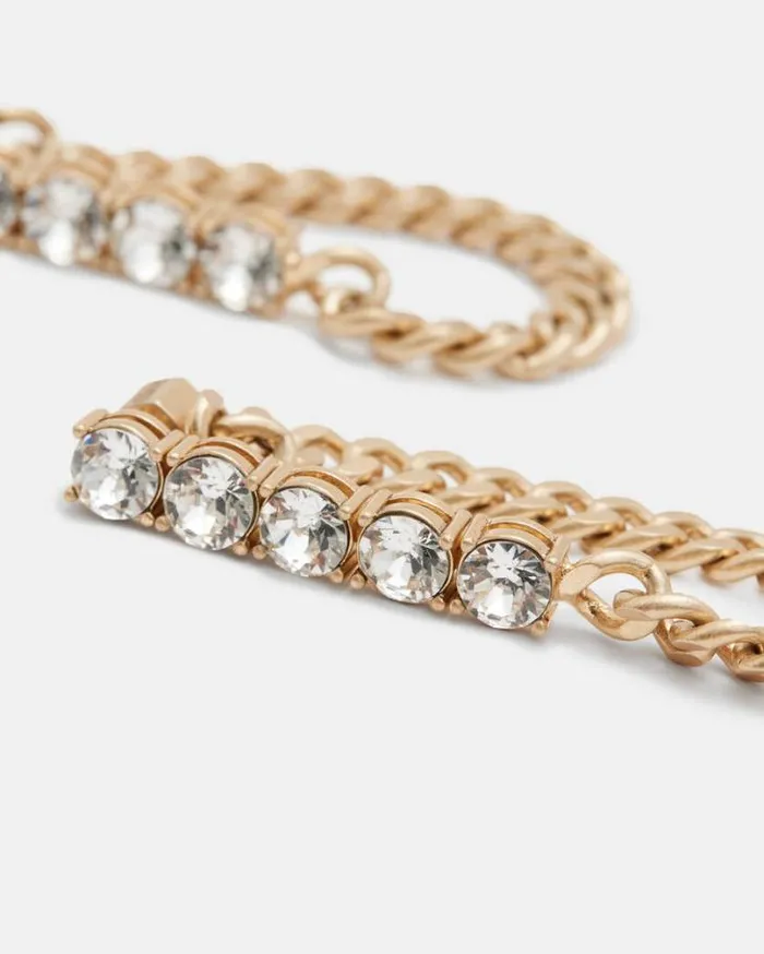 Delmy Crystal Curb Chain Earrings Warm Brasscrystal Women AllSaints Jewelry