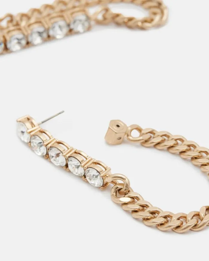 Delmy Crystal Curb Chain Earrings Warm Brasscrystal Women AllSaints Jewelry