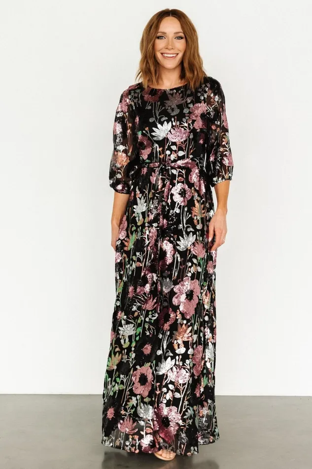Destiny Sequin Maxi Dress Black Multi Women Baltic Born Maxi Dresses Destiny Sequin Maxi Dress Black Multi Women Baltic Born Maxi Dresses