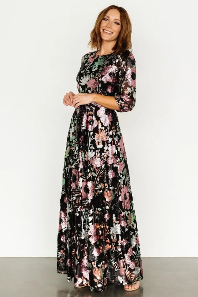 Destiny Sequin Maxi Dress Black Multi Women Baltic Born Maxi Dresses Destiny Sequin Maxi Dress Black Multi Women Baltic Born Maxi Dresses
