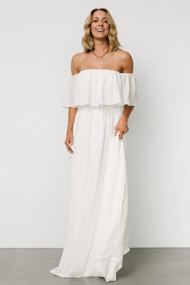 Diana Off Shoulder Maxi Dress Off White Women Baltic Born Bridal