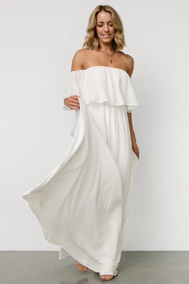 Diana Off Shoulder Maxi Dress Off White Women Baltic Born Bridal Diana Off Shoulder Maxi Dress Off White Women Baltic Born Bridal