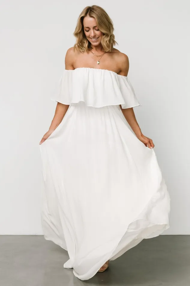 Diana Off Shoulder Maxi Dress Off White Women Baltic Born Bridal Diana Off Shoulder Maxi Dress Off White Women Baltic Born Bridal