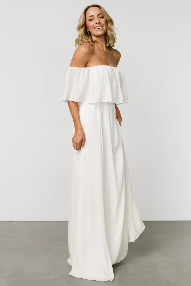 Diana Off Shoulder Maxi Dress Off White Women Baltic Born Bridal Diana Off Shoulder Maxi Dress Off White Women Baltic Born Bridal