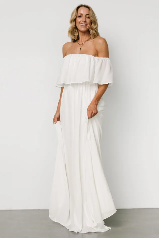 Diana Off Shoulder Maxi Dress Off White Women Baltic Born Bridal Diana Off Shoulder Maxi Dress Off White Women Baltic Born Bridal