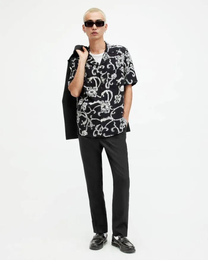 Dima Stretch Skinny Fit Blazer Black Men AllSaints Jackets and Coats