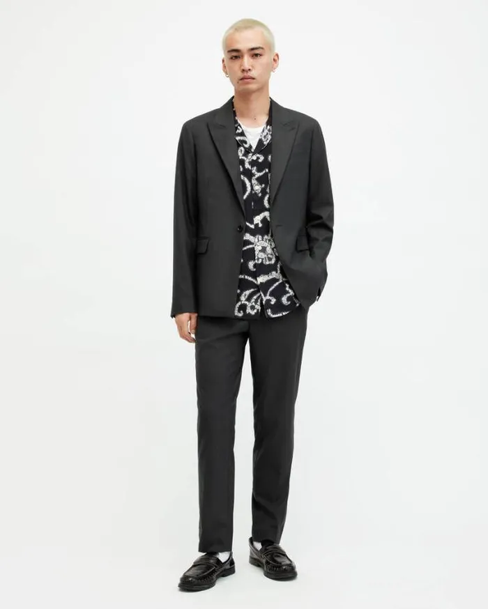 Dima Stretch Skinny Fit Blazer Black Men AllSaints Jackets and Coats