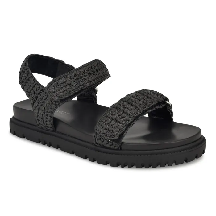 Dinrah Footbed Sandals Black Women Nine West Casual Dinrah Footbed Sandals Black Women Nine West Casual