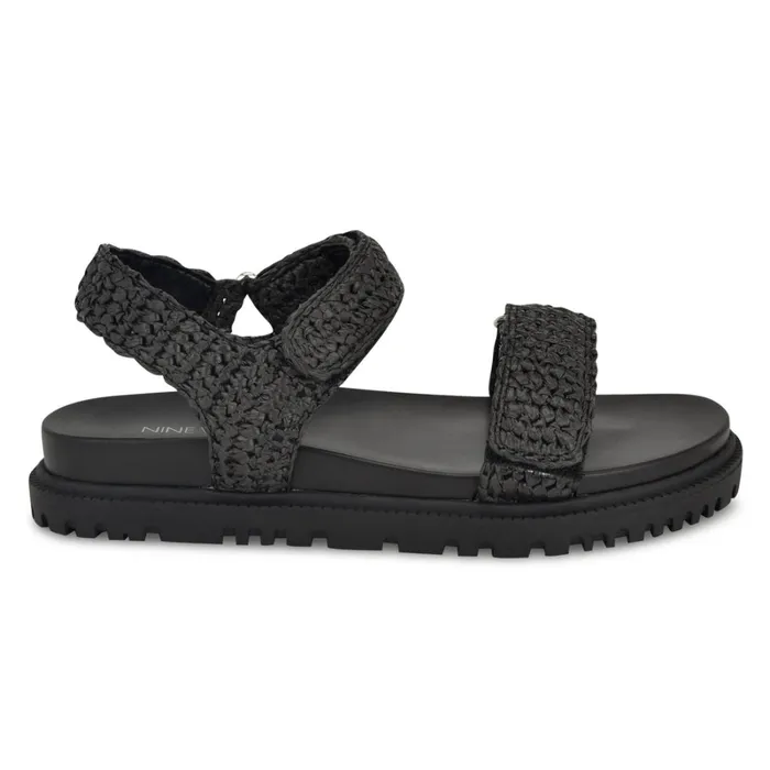 Dinrah Footbed Sandals Black Women Nine West Low Heel