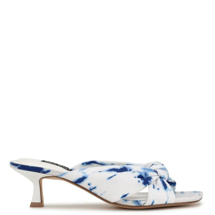 Dipa Heeled Slide Sandals Whiteblue Tie Dye Women Nine West Low Heel