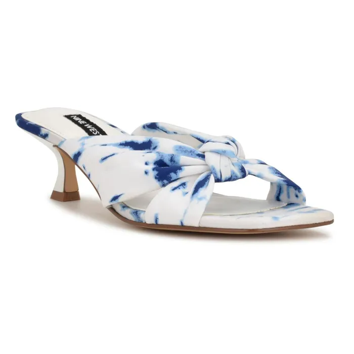 Dipa Heeled Slide Sandals Whiteblue Tie Dye Women Nine West Low Heel Dipa Heeled Slide Sandals Whiteblue Tie Dye Women Nine West Low Heel