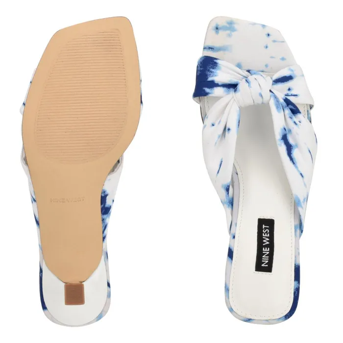 Dipa Heeled Slide Sandals Whiteblue Tie Dye Women Nine West Low Heel Dipa Heeled Slide Sandals Whiteblue Tie Dye Women Nine West Low Heel