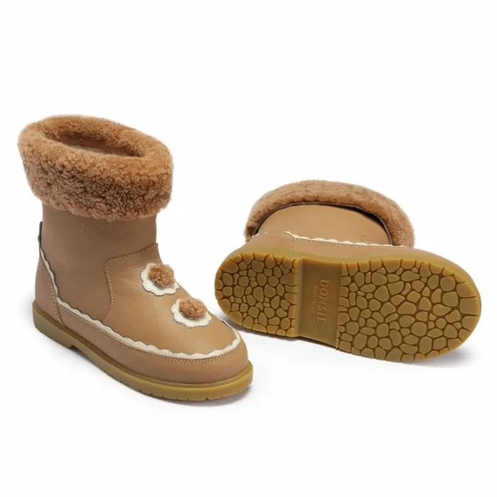 Donsje Amsterdam Ankle Boots Girls Pleun Boots Beige Leather