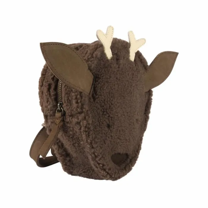 Donsje Amsterdam Backpacks and Purses Girls Pugi Backpack Hazelnut Curly Faux Fur