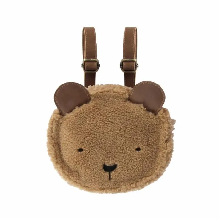 Donsje Amsterdam Backpacks and Purses Girls Pugi Backpack Light Maple Curly Faux Fur
