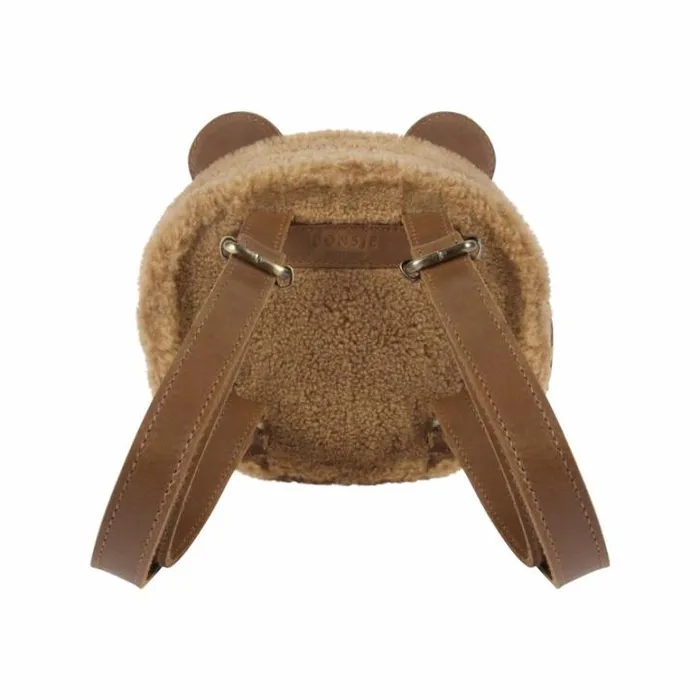 Donsje Amsterdam Backpacks and Purses Girls Pugi Backpack Light Maple Curly Faux Fur